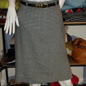black and white houndstooth wool pencil skirt size small 6
